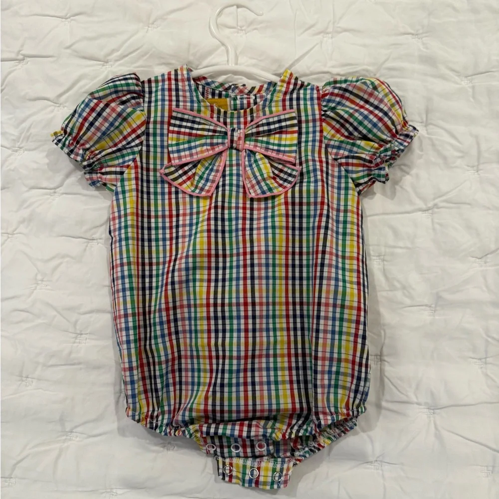 TBBC - NEW WITHOUT TAGS The Beaufort Bonnet Company Multicolor Plaid Baby Romper - Picture 1 of 3